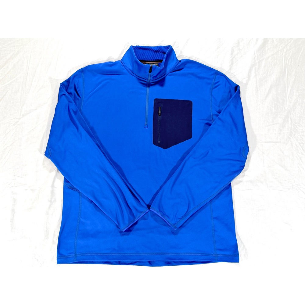 KJUS 1/4 Zip Pullover Men 3XL Blue Excellent Stretch Waffle Knit Pocket